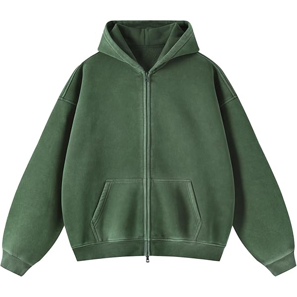 Amazon.com: BINTEHGS Basic Oversized Vintage Zip Up Hoodie for